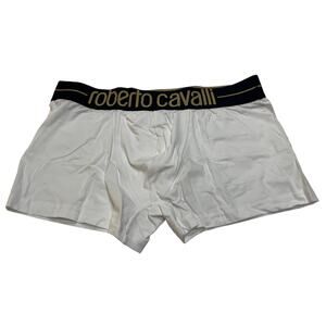 9-85 ROBERTO CAVALLI Men's Boxer Brief Underwear Knited Panties White Large